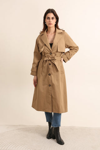 Gabardine Comprida Oversize Com Cinto