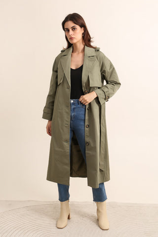 Gabardine Comprida Oversize Com Cinto