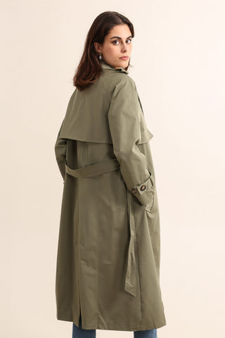 Gabardine Comprida Oversize Com Cinto